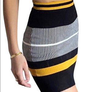LF SEEK THE LABEL BLACK AND YELLOW RIBBED SKIRT